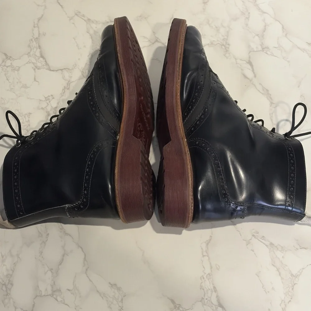 Dr. Martens Bentley Brogue Wingtip Ankle Boots Mens‎ 8 Black Leather Lace Up